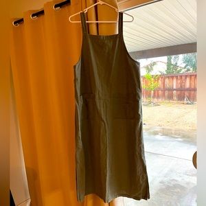 White Stag Pocket Garden Cargo Maxi Dress Linen Blend Y2K Green